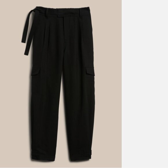 Like New Banana Republic Lyocell Linen Blend Belted Cargo Trouser Pants Black 6 - Picture 2 of 7